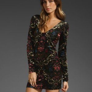 Free People burnout velvet bodycon mini long sleeve fall dress